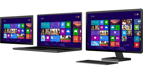 A selection of PCs running Windows 8 and Windows RT